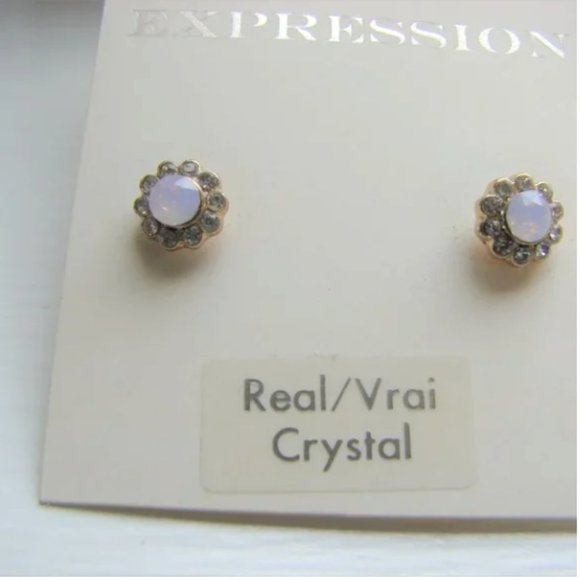 Real Crystal Earrings Pink Purple Faux Diamond Stud Sparkly Brand NEW NWT - Picture 2 of 7